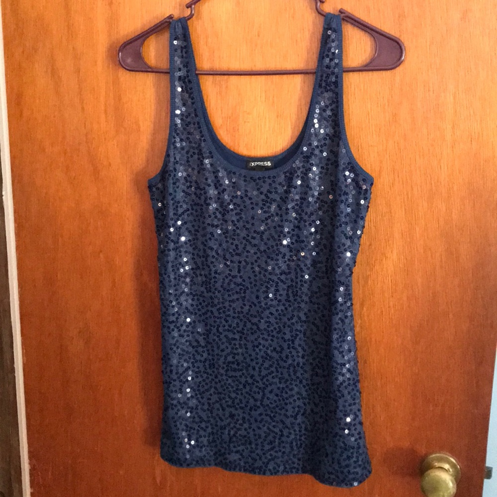 💥SALE💥 🔴2/$10 EUC Express Navy Blue Sequin Tank Top